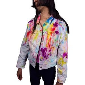 Tie Dye Denim Jacket Rainbow Kawaii Coat Vintage Handmade Ethical Fashion